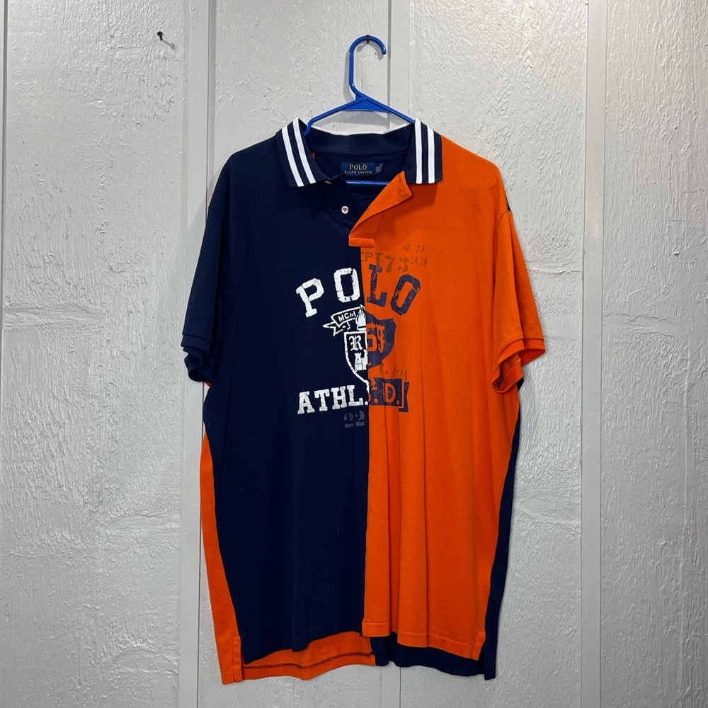 Men’s XXL Ralph Lauren Orange & Navy Blue Polo